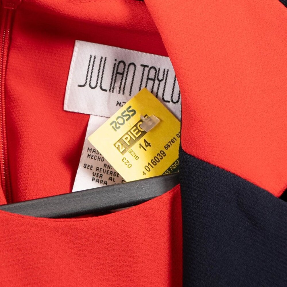 Julian Taylor Dress Blazer Set 12 14 Womens 80s Career Casual NEW Navy Blue Red - Picture 5 of 9